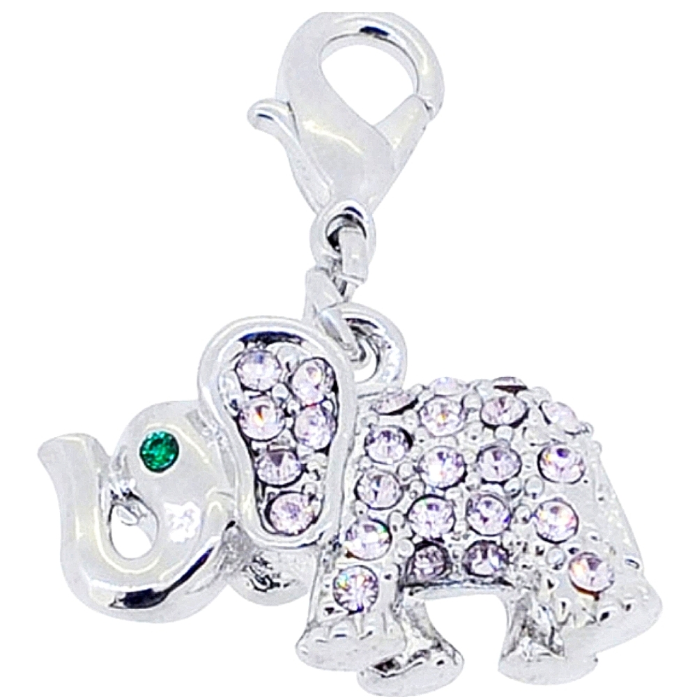 Bling Bling Elephant Charm with Emerald Eye